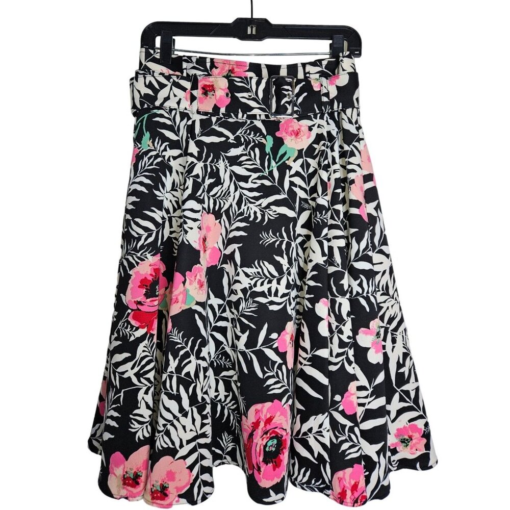 7th Avenue Design Studio Pink Floral Lined A Line Midi Skirt Women 6